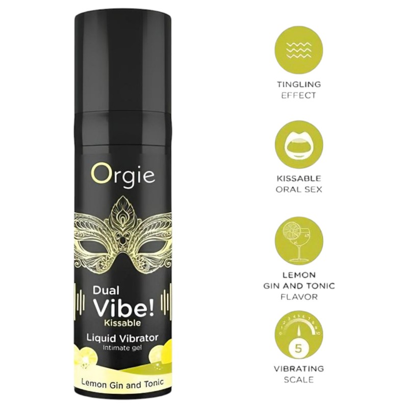 Orgie Dual Vibe - folyékony vibrátor Gin Tonic ízben (15 ml) 163629 termék bemutató kép