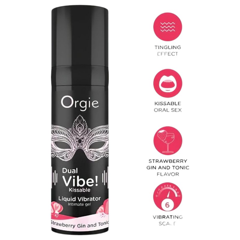 Orgie Dual Vibe - unisex folyékony vibrátor - Eper - Gin Tonic (15ml) 118542 termék bemutató kép