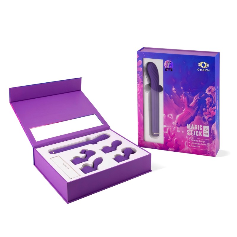 Magic Stick - vibrátor cseréléhető feltétekkel (lila) 110883 termék bemutató kép