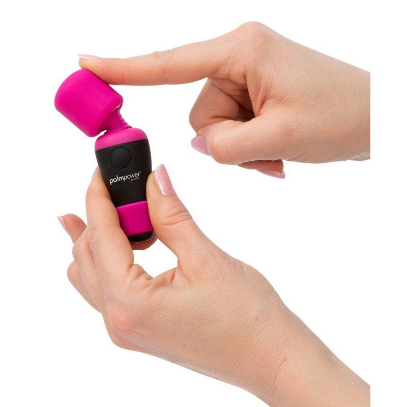 PalmPower Pocket Wand - mini masszírozó vibrátor (pink-fekete) 27524 termék bemutató kép