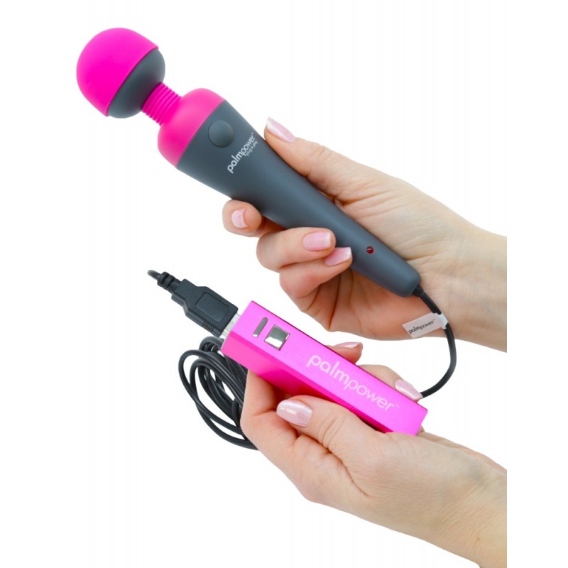 PalmPower Wand - masszírozó vibrátor powerbankkal (pink-szürke) 27578 termék bemutató kép