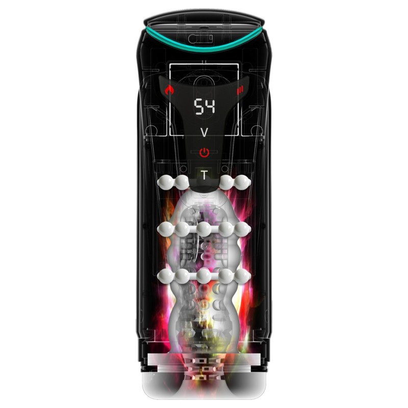 PDX Elite Moto-Bator Pro - gyöngyös, melegítős lökő maszturbátor (fekete) 127364 termék bemutató kép