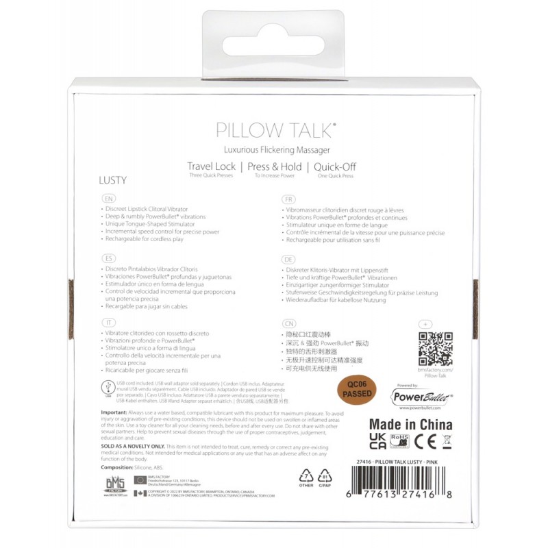 Pillow Talk Lusty - akkus, nyelves rúdvibrátor (pink) 71154 termék bemutató kép