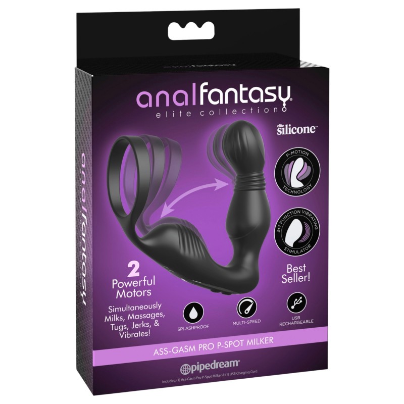 Pipedream - Anal Fantasy Elite - prosztata vibrátor péniszgyűrűvel (fekete) 136988 termék bemutató kép