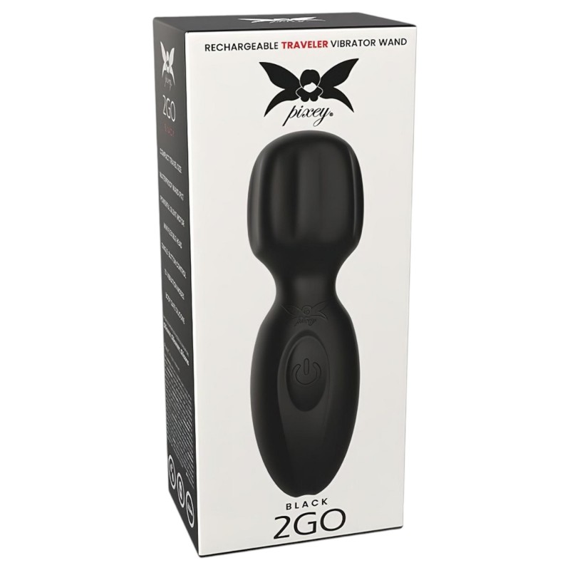 Pixey 2GO - akkus mini masszírozó wand vibrátor (fekete) 167762 termék bemutató kép