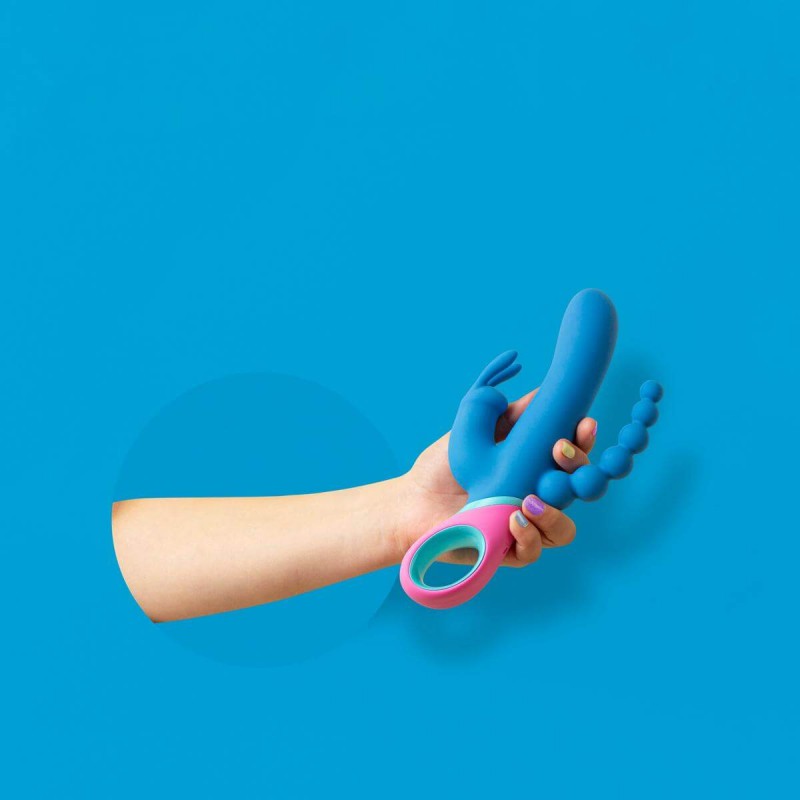 PMV20 Vice Double - forgó, háromágú vibrátor (kék) 88072 termék bemutató kép