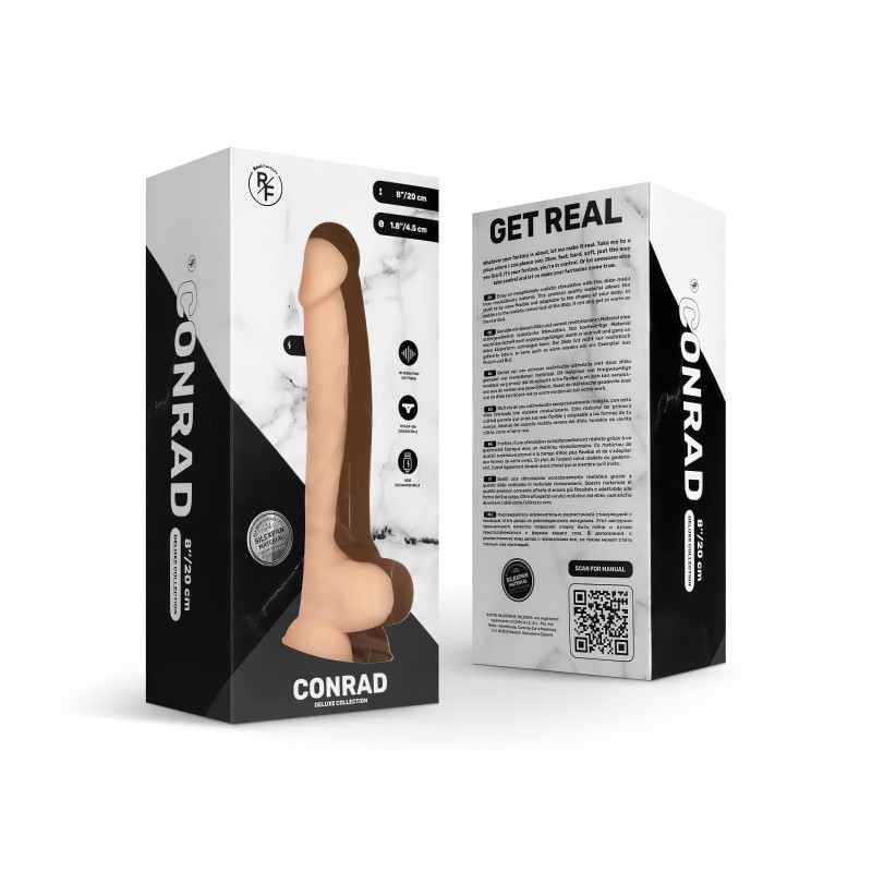 Real Fantasy Conrad - tapadókorongos vibrátor - 20 cm (testszínű) 131931 termék bemutató kép