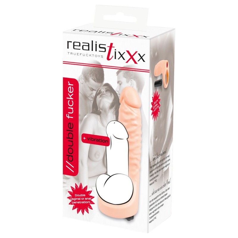 Realistixxx Double Fucker - felcsatolható anál vibrátor (natúr) 128575 termék bemutató kép