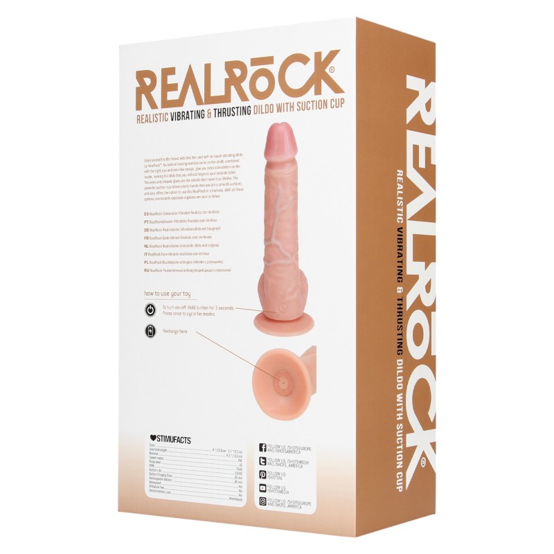 RealRock - tapadókorongos lökő vibrátor - natúr (20,5cm) 106613 termék bemutató kép