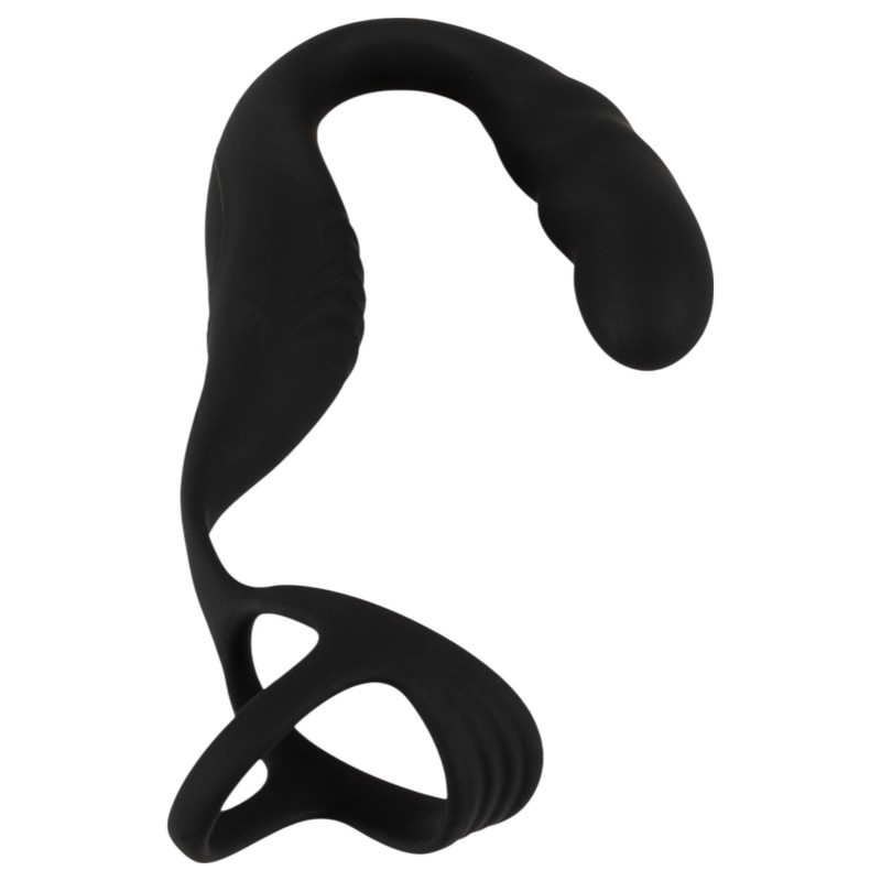 Rebel - prosztata vibrátor pénisz-és heregyűrűvel (fekete) 120129 termék bemutató kép