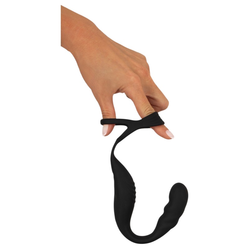 Rebel - prosztata vibrátor pénisz-és heregyűrűvel (fekete) 120132 termék bemutató kép