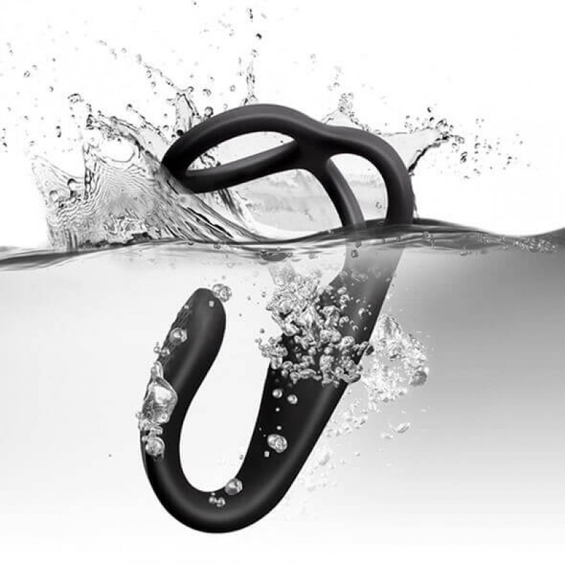 Rocks-Off - akkus, rádiós anál vibrátor péniszgyűrűvel (fekete) 50176 termék bemutató kép