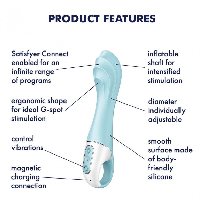 Satisfyer Air Pump Vibrator 5 - okos pumpálható vibrátor (kék) 63791 termék bemutató kép