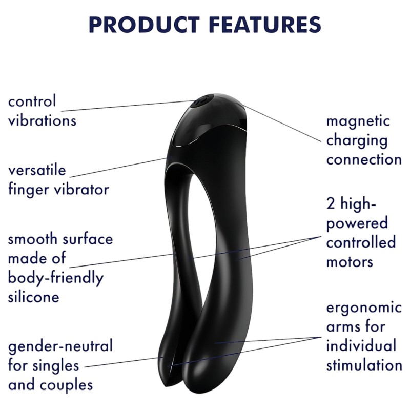 Satisfyer Candy Cane - akkus, vízálló kétágú vibrátor (fekete) 97231 termék bemutató kép
