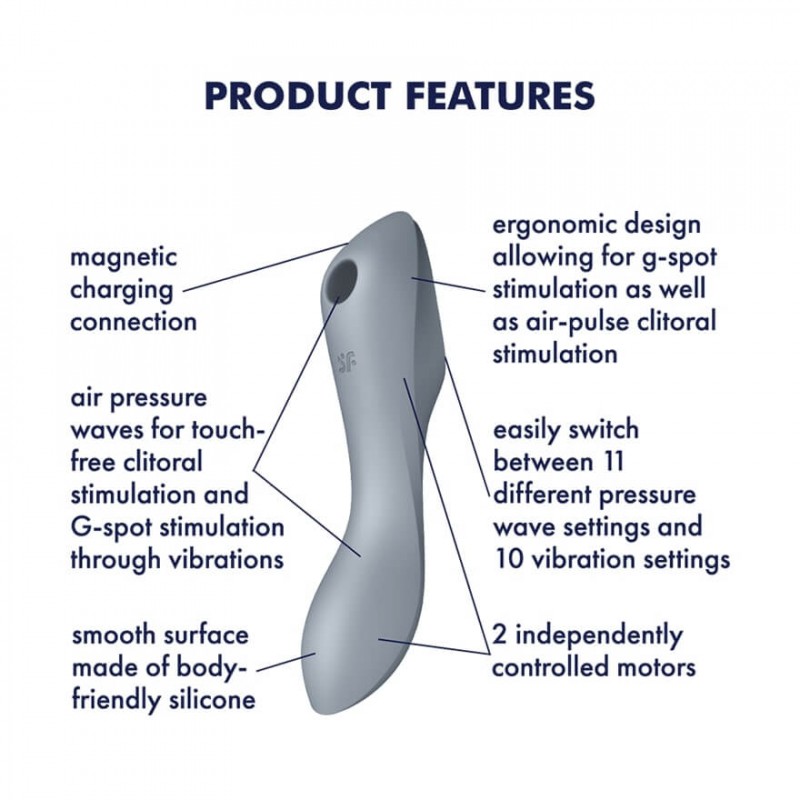 Satisfyer Curvy Trinity 3 - léghullámos 2in1 vibrátor (szürke) 76976 termék bemutató kép