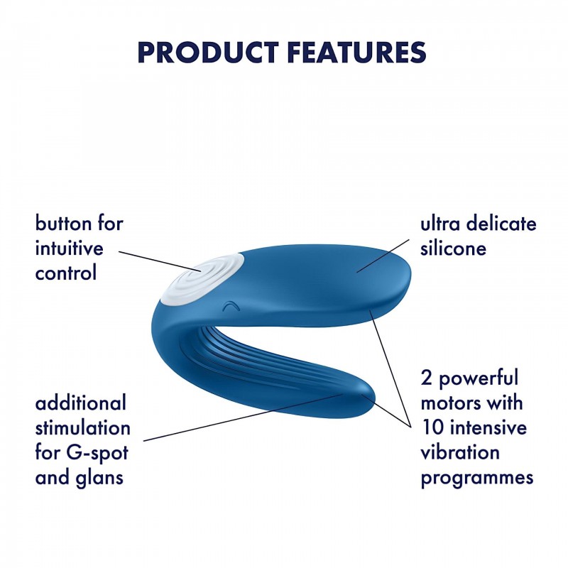 Satisfyer Double Whale - 2 motoros párvibrátor (kék) 114294 termék bemutató kép