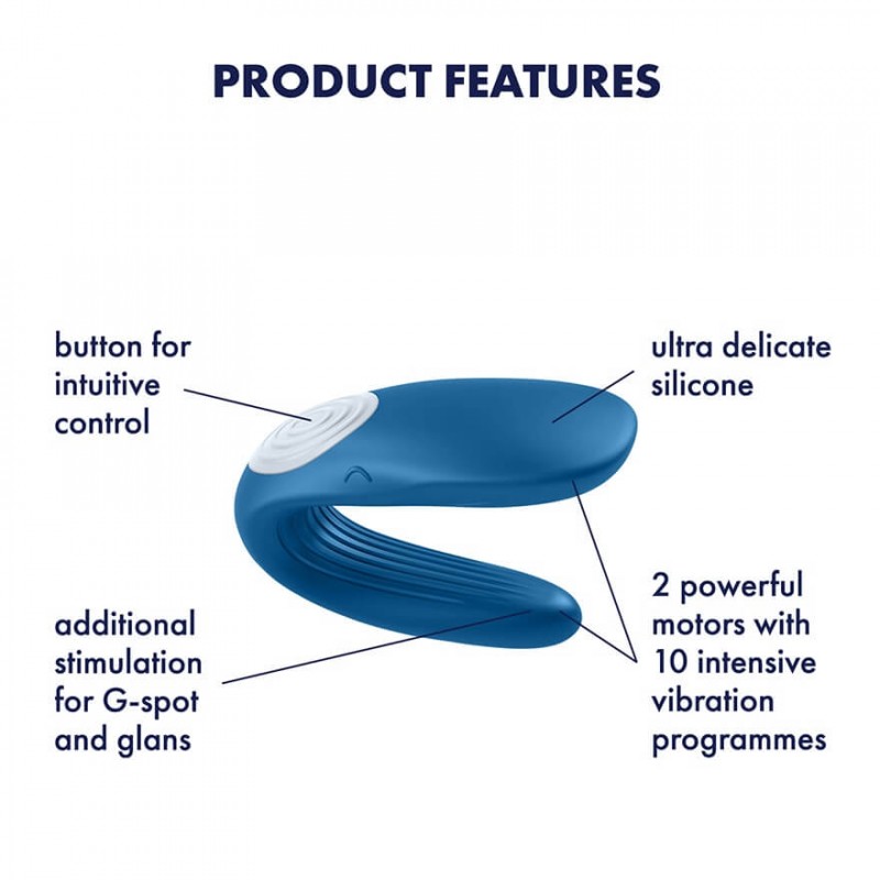Satisfyer Double Whale - 2 motoros párvibrátor (kék) 88159 termék bemutató kép