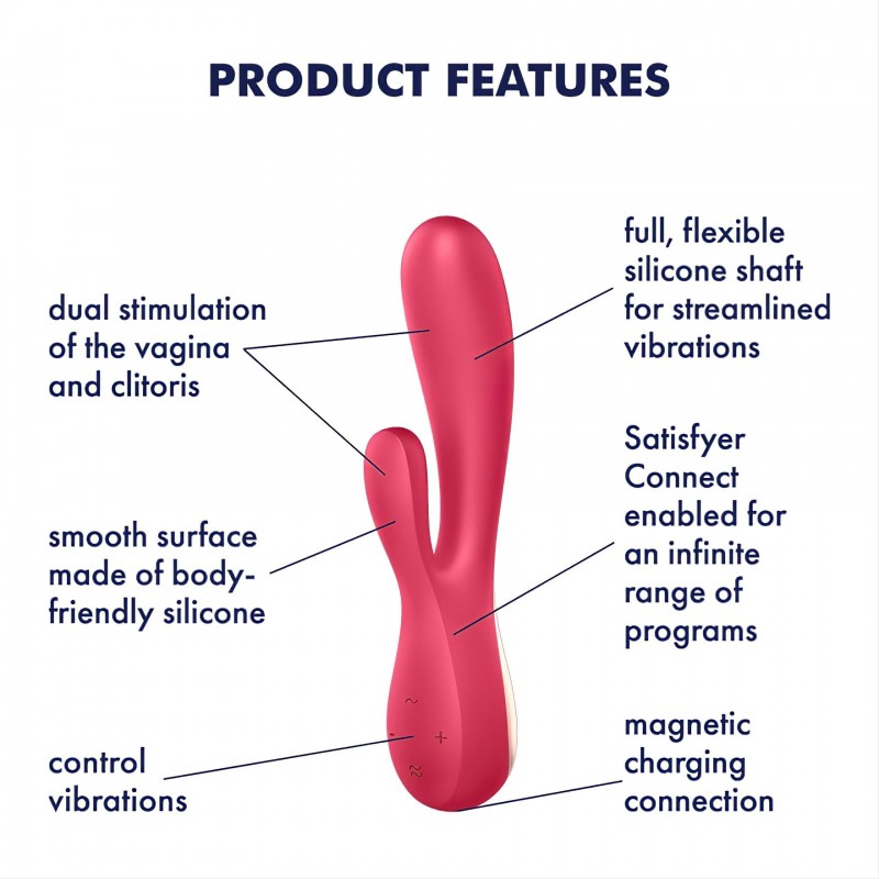 Satisfyer Mono Flex - App-vezérelt vibrátor (piros) 146124 termék bemutató kép