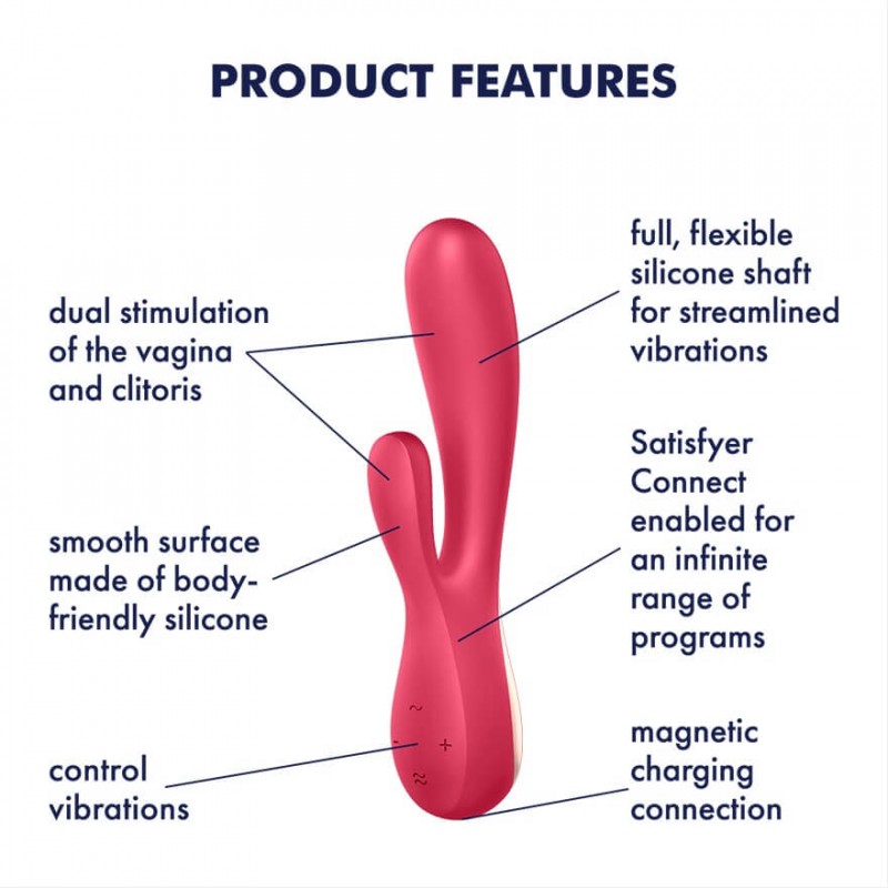 Satisfyer Mono Flex - App-vezérelt vibrátor (piros) 87405 termék bemutató kép