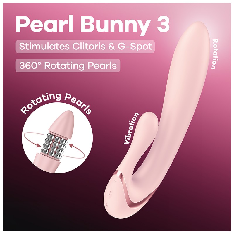 Satisfyer - Pearl Bunny 3 forgógyöngyös nyuszivibrátor (pink) 145250 termék bemutató kép