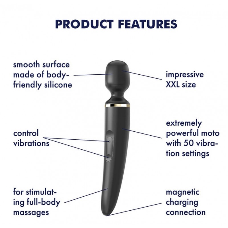 Satisfyer Wand-er Woman - vízálló masszírozó vibrátor (fekete) 91946 termék bemutató kép