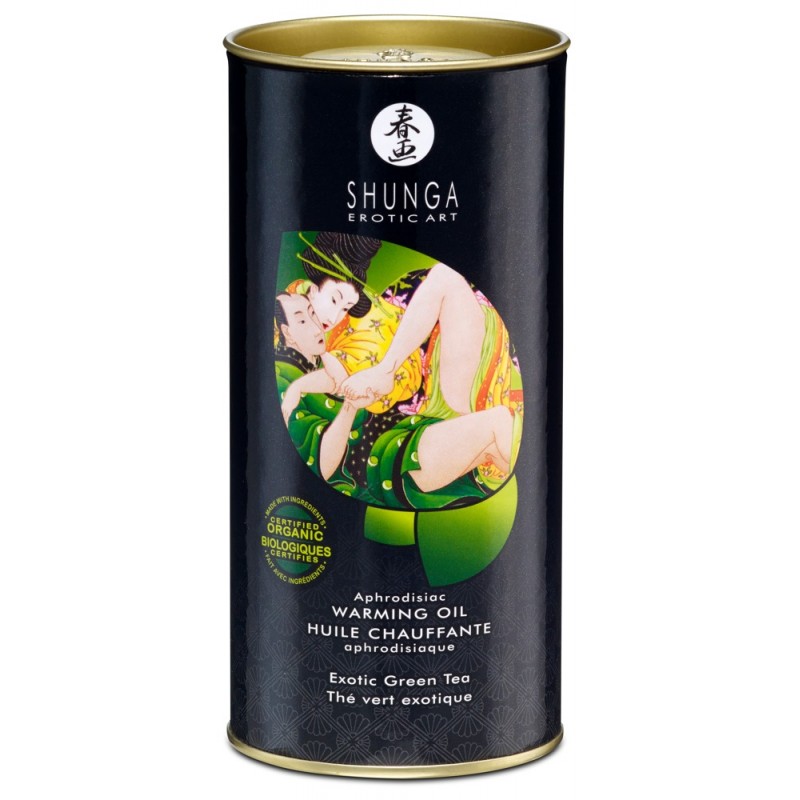 Shunga - melegítő masszázsolaj - zöld tea (100ml) 82609 termék bemutató kép