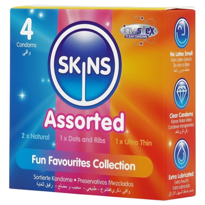 Skins - vegyes óvszer - pontozott, natural, extra vékony (4 db) 148064 termék bemutató kép