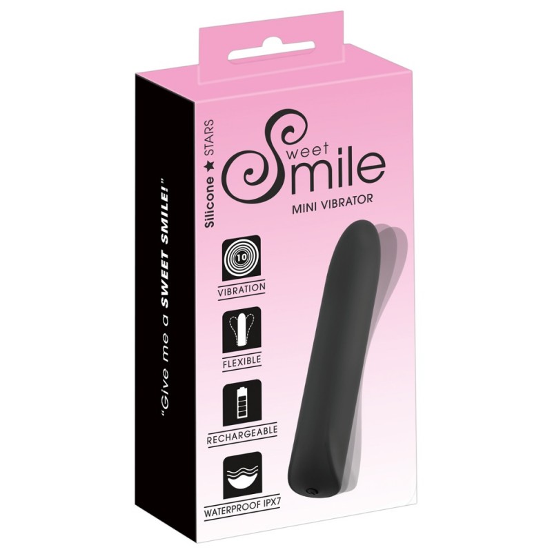 Smile - akkus, vízálló mini vibrátor (fekete) 93267 termék bemutató kép
