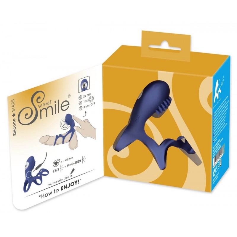 SMILE Couple - akkus, vibrációs péniszmandzsetta (kék) 30567 termék bemutató kép