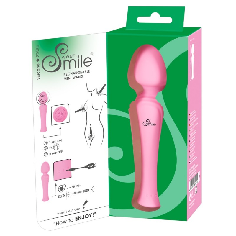 SMILE Mini Wand - akkus, masszírozó vibrátor (pink) 29506 termék bemutató kép