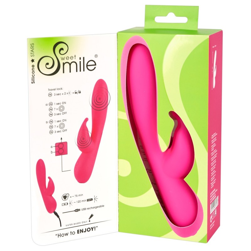 Smile Rabbit - akkus, 2 motoros vibrátor (pink) 36186 termék bemutató kép