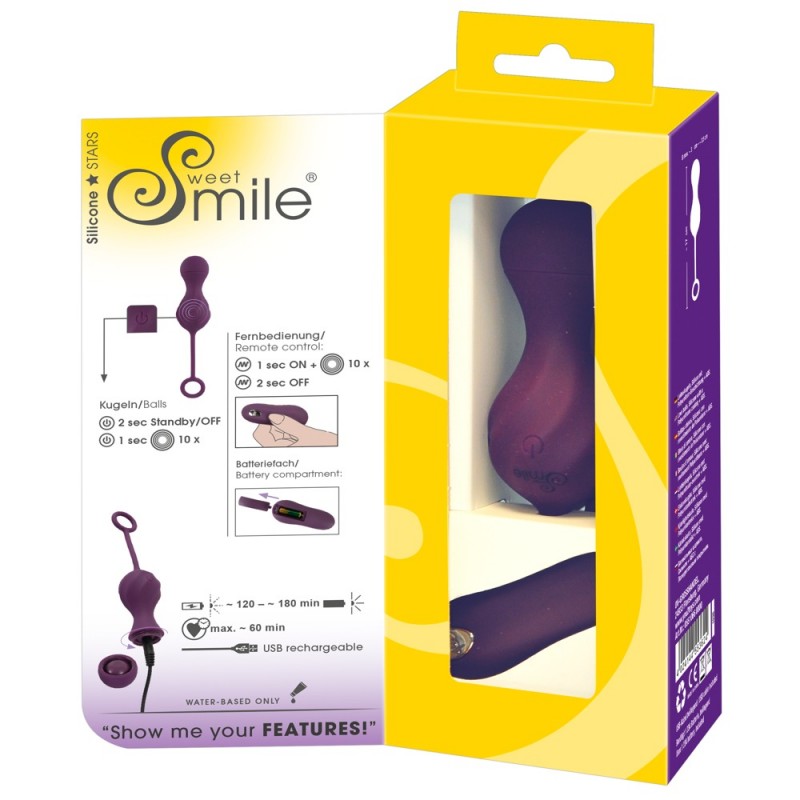 SMILE RC Love Balls - akkus, rádiós vibrációs tojás (lila) 45367 termék bemutató kép