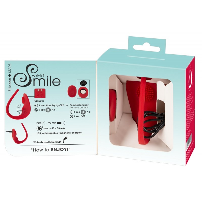 SMILE Slim Panty - akkus, rádiós csiklóvibrátor (piros) 67452 termék bemutató kép