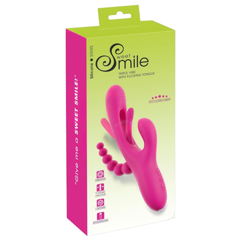 SMILE - tripla karos, nyelves vibrátor (pink) 119036 termék bemutató kép