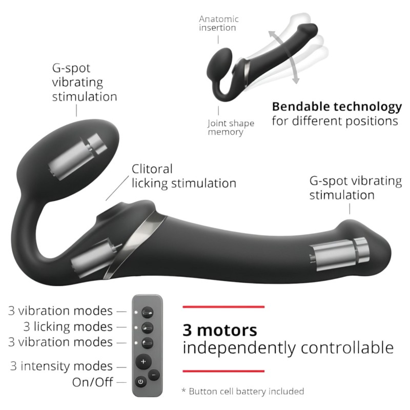 Strap-on-me M - léghullámos felcsatolható vibrátor (fekete) 119689 termék bemutató kép