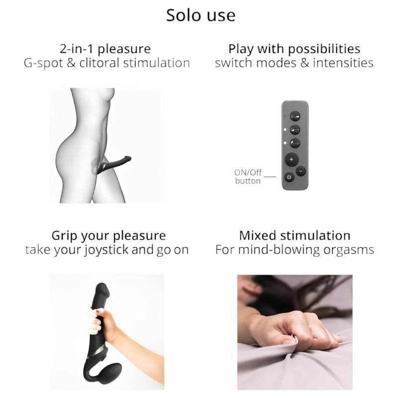 Strap-on-me M - léghullámos felcsatolható vibrátor (fekete) 112295 termék bemutató kép