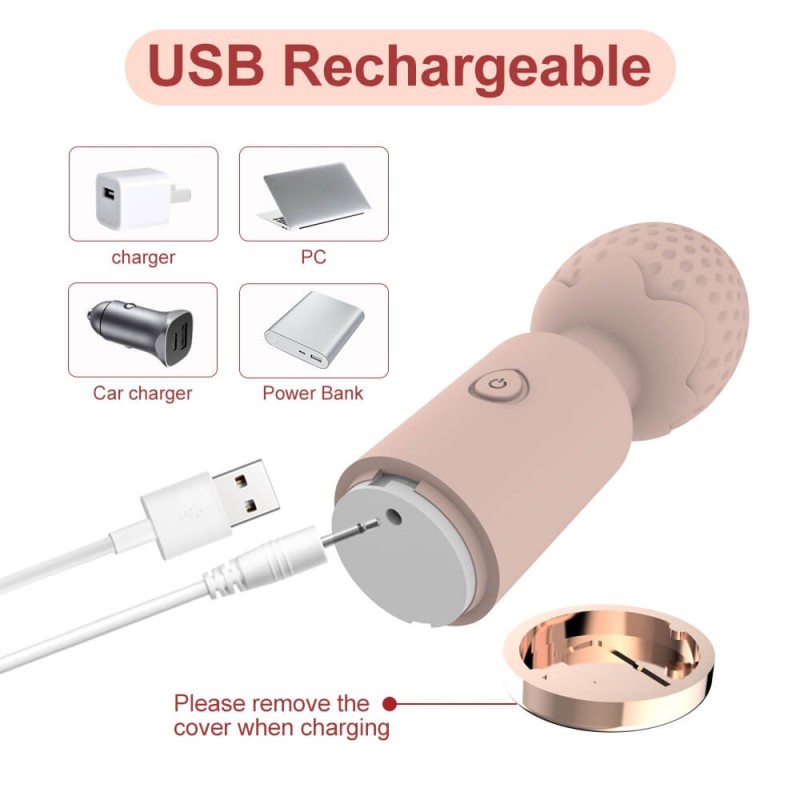 Sunfo Strawberry - vízálló mini wand masszírozó vibrátor (pink) 77597 termék bemutató kép