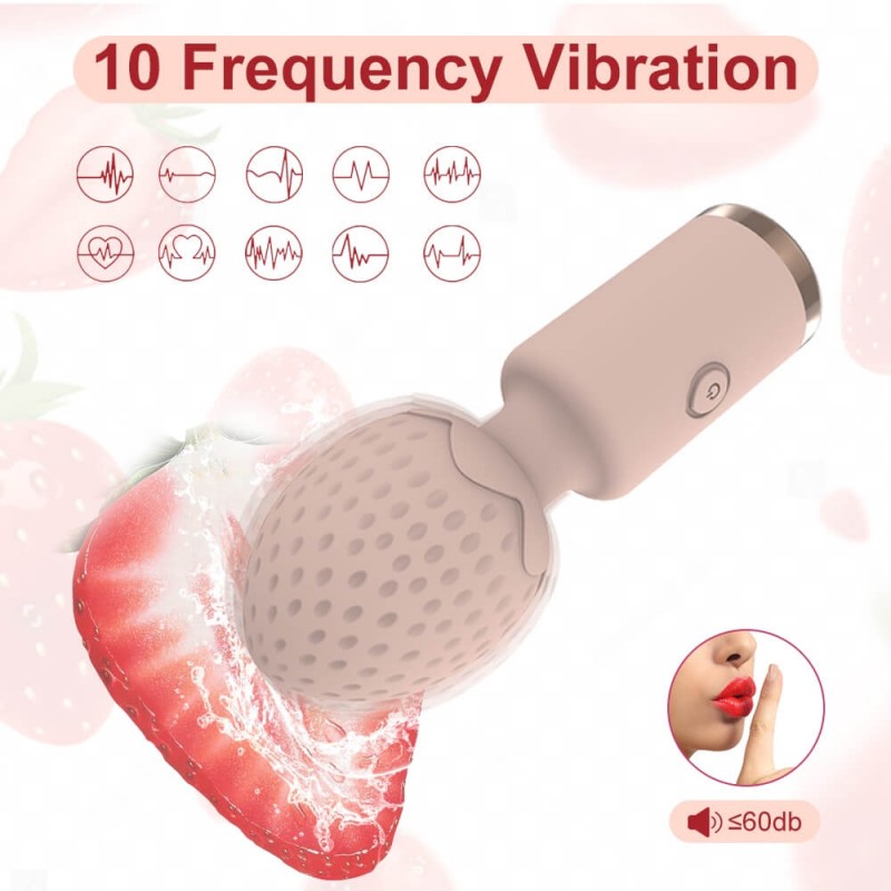 Sunfo Strawberry - vízálló mini wand masszírozó vibrátor (pink) 88854 termék bemutató kép