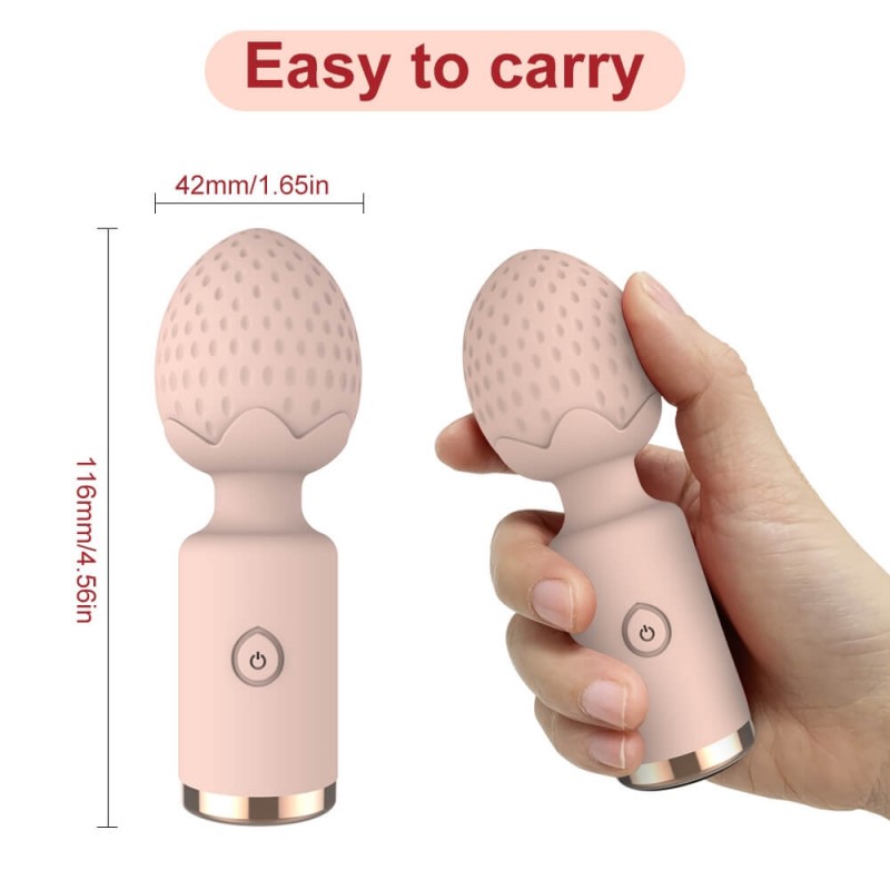 Sunfo Strawberry - vízálló mini wand masszírozó vibrátor (pink) 88857 termék bemutató kép