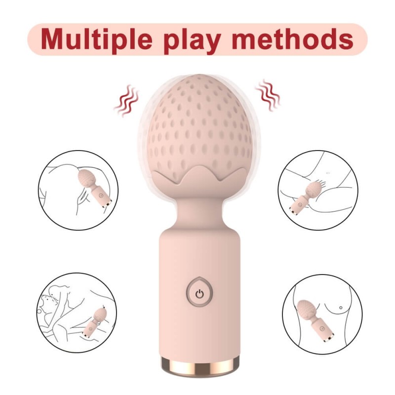 Sunfo Strawberry - vízálló mini wand masszírozó vibrátor (pink) 88858 termék bemutató kép
