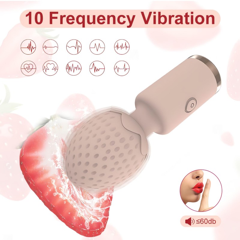 Sunfo Strawberry - vízálló mini wand masszírozó vibrátor (pink) 160495 termék bemutató kép