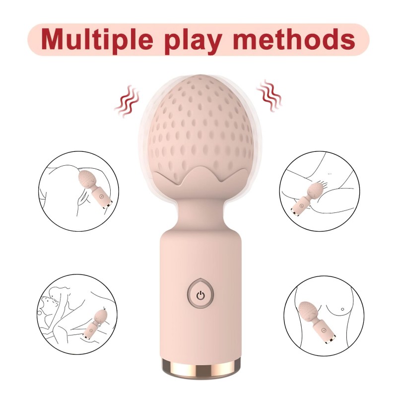 Sunfo Strawberry - vízálló mini wand masszírozó vibrátor (pink) 160499 termék bemutató kép