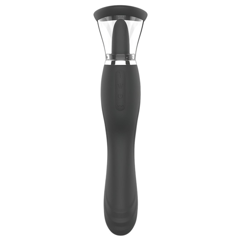 Erospace Sweet Play - 2in1 csiklóizgató vibrátor nyelvvel és szívással (fekete) 166975 termék bemutató kép
