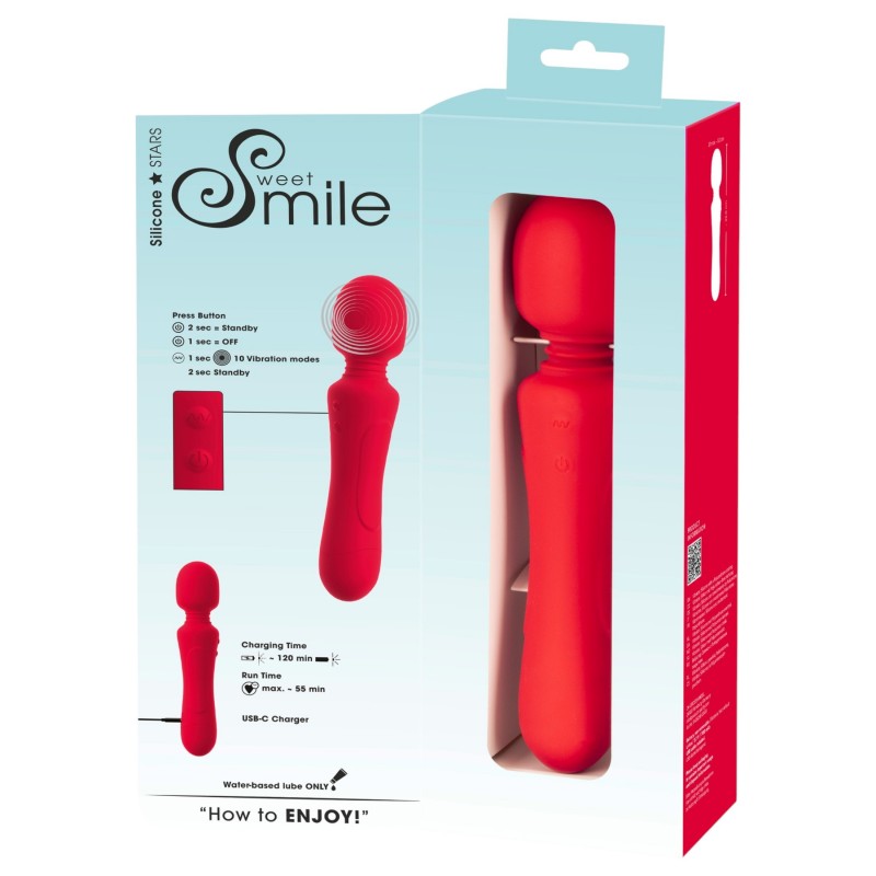 Sweet Smile - akkus, vízálló wand vibrátor (piros) 152436 termék bemutató kép
