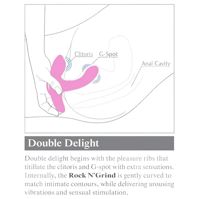 Threesome Rock N Grind - G-pont és csiklóvibrátor távirányítóval (rózsaszín) 154072 termék bemutató kép
