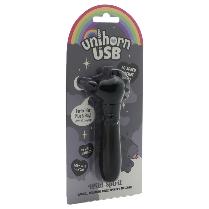 Unihorn Wild Spirit - akkus, vízálló mini vibrátor (fekete) 167301 termék bemutató kép