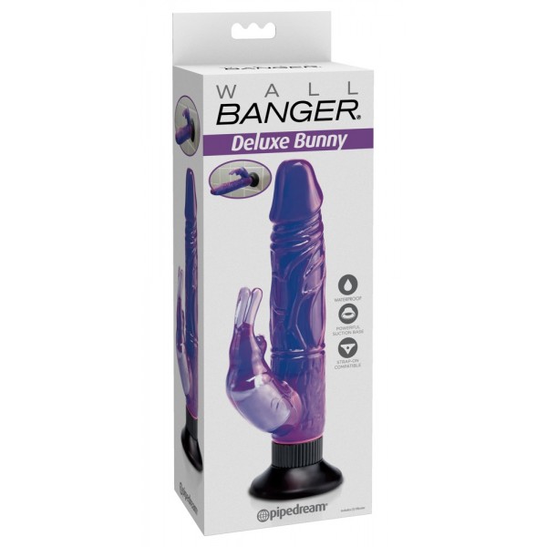 Wall Deluxe Bunny - tapadókorongos, csiklókaros vibrátor (lila)