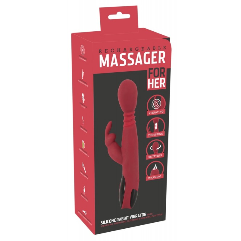 You2Toys Massager - lökő-forgó, melegítős G-pont vibrátor (piros) 61989 termék bemutató kép
