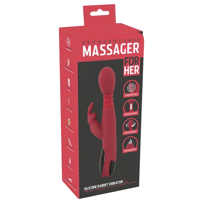 You2Toys Massager - lökő-forgó, melegítő G-pont vibrátor (piros) 108953 termék bemutató kép