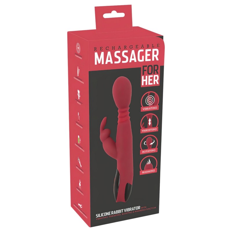 You2Toys Massager - lökő-forgó, melegítő G-pont vibrátor (piros) 108959 termék bemutató kép